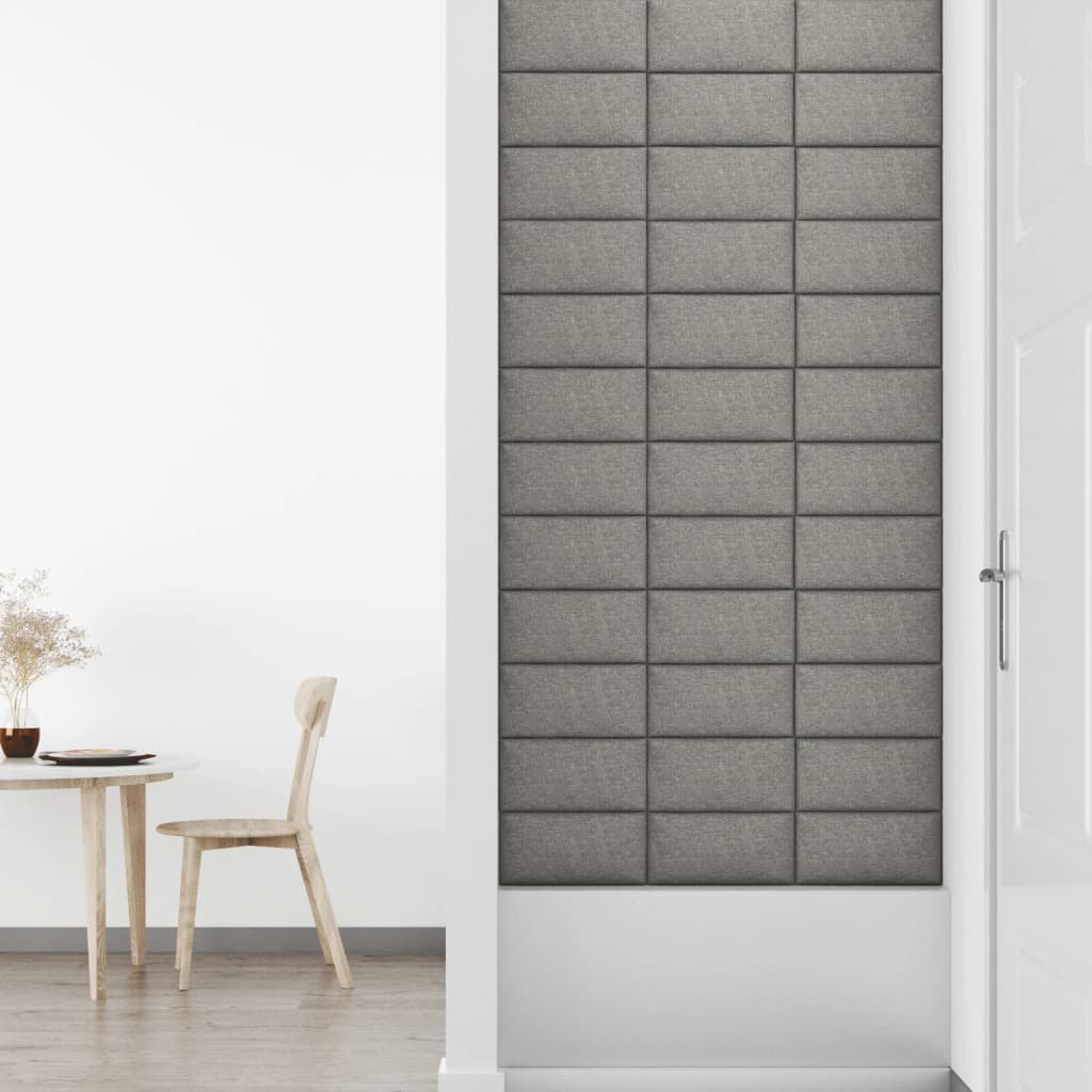 Wandpanelen 12 st 0,54 m² 30x15 cm stof lichtgrijs 30 x 15 cm Rechthoekig