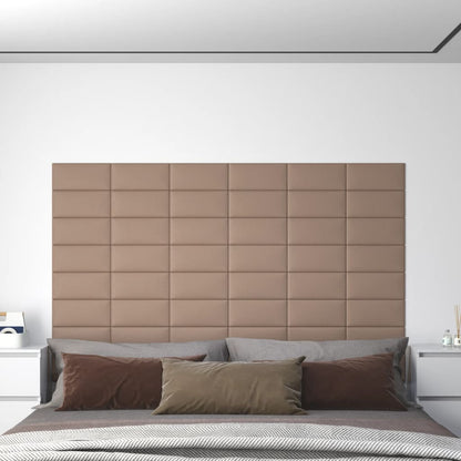 Wandpanelen 12 st 0,54 m² 30x15 cm kunstleer cappuccinokleurig 30 x 15 cm Rechthoekig