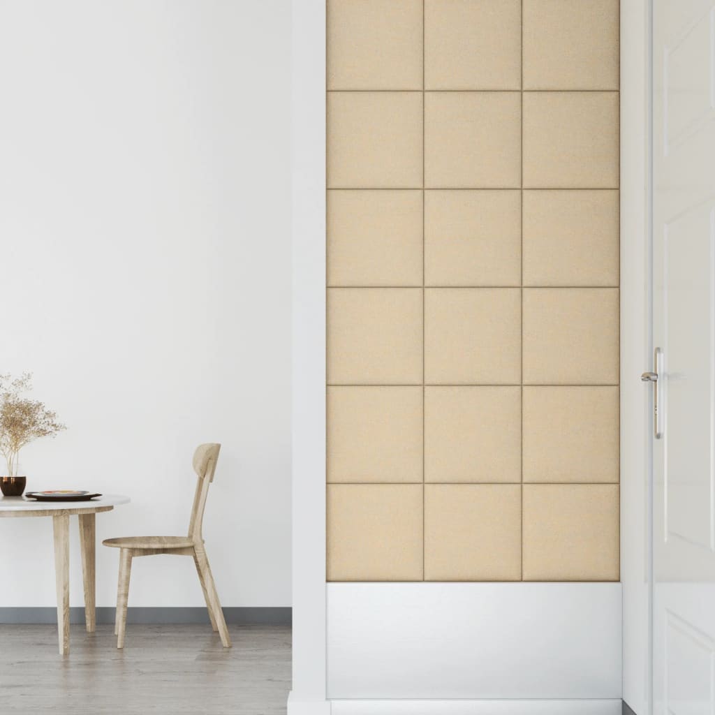 Wandpanelen 12 st 1,08 m² 30x30 cm stof crèmekleurig 30 x 30 cm Rechthoekig