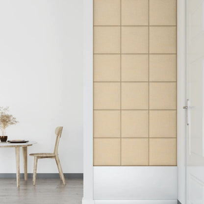Wandpanelen 12 st 1,08 m² 30x30 cm stof crèmekleurig 30 x 30 cm Rechthoekig
