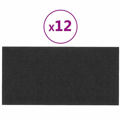 Wandpanelen 12 st 2,16 m² 60x30 cm stof zwart