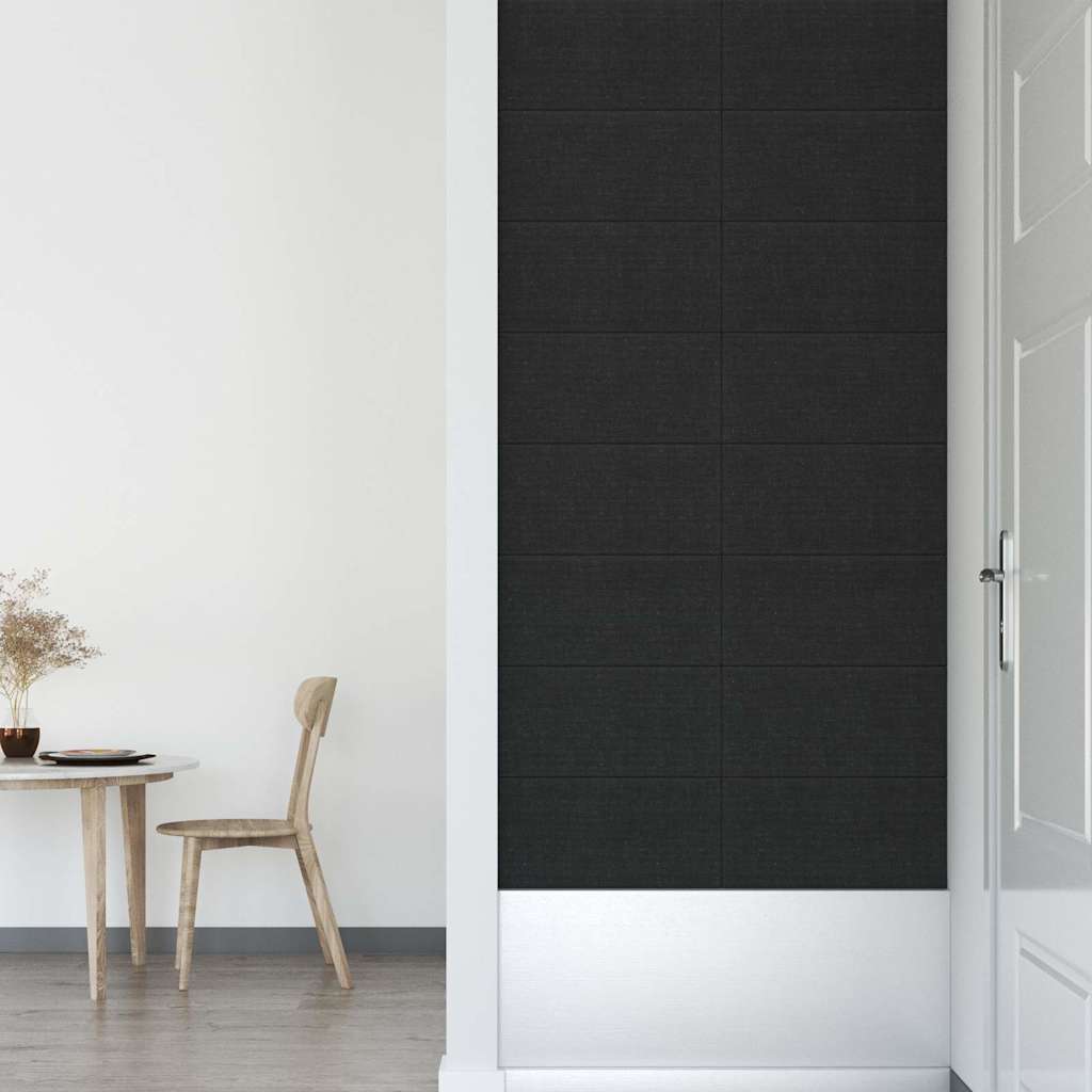 Wandpanelen 12 st 2,16 m² 60x30 cm stof zwart