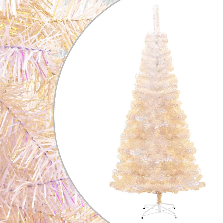 Kunstkerstboom Met Iriserende Uiteinden 180 Cm Pvc Wit 180 x 90 cm