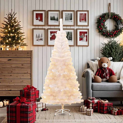 Kunstkerstboom Met Iriserende Uiteinden 180 Cm Pvc Wit 180 x 90 cm