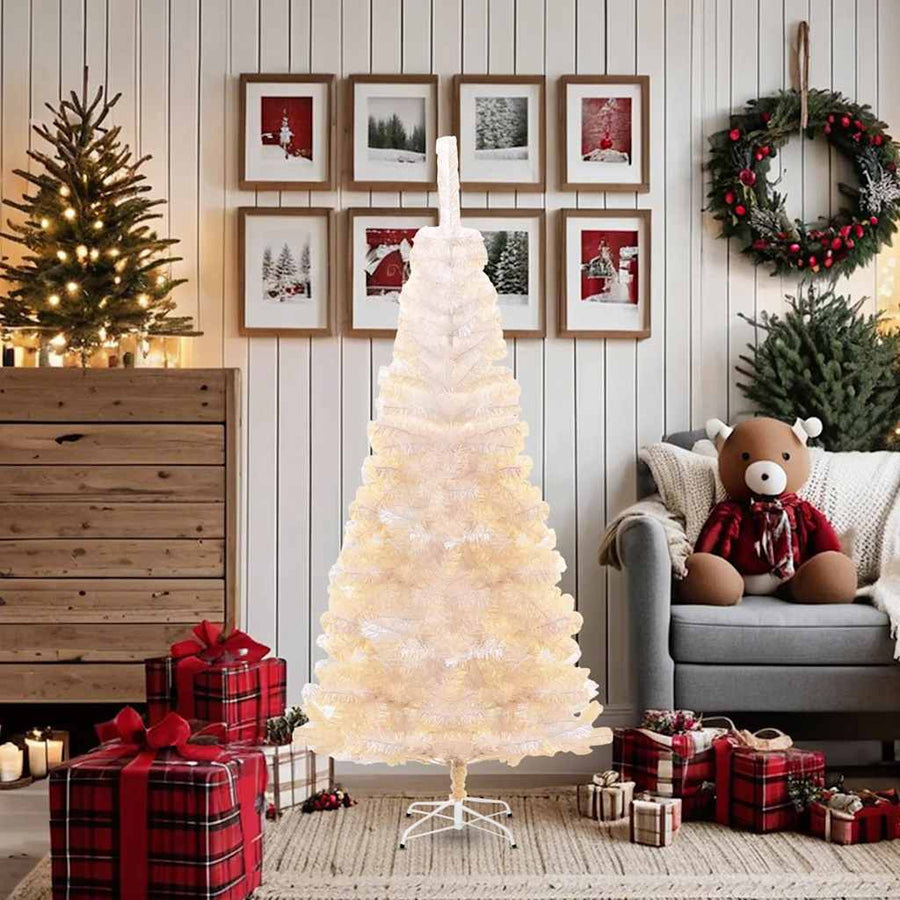 Kunstkerstboom Met Iriserende Uiteinden 180 Cm Pvc Wit 180 x 90 cm