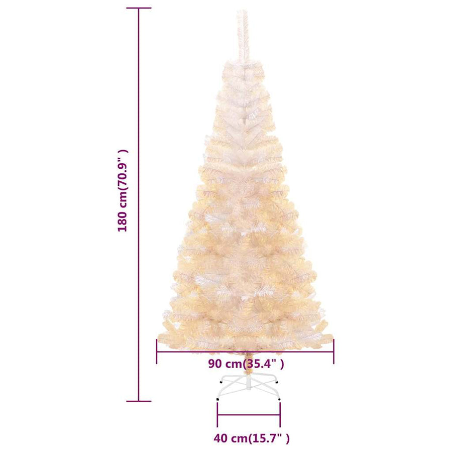 Kunstkerstboom Met Iriserende Uiteinden 180 Cm Pvc Wit 180 x 90 cm