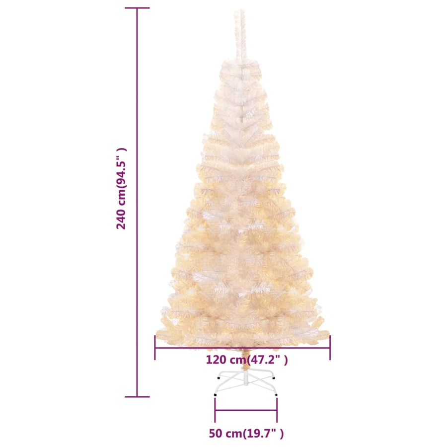 Kunstkerstboom Met Iriserende Uiteinden 240 Cm Pvc Wit 240 x 120 cm