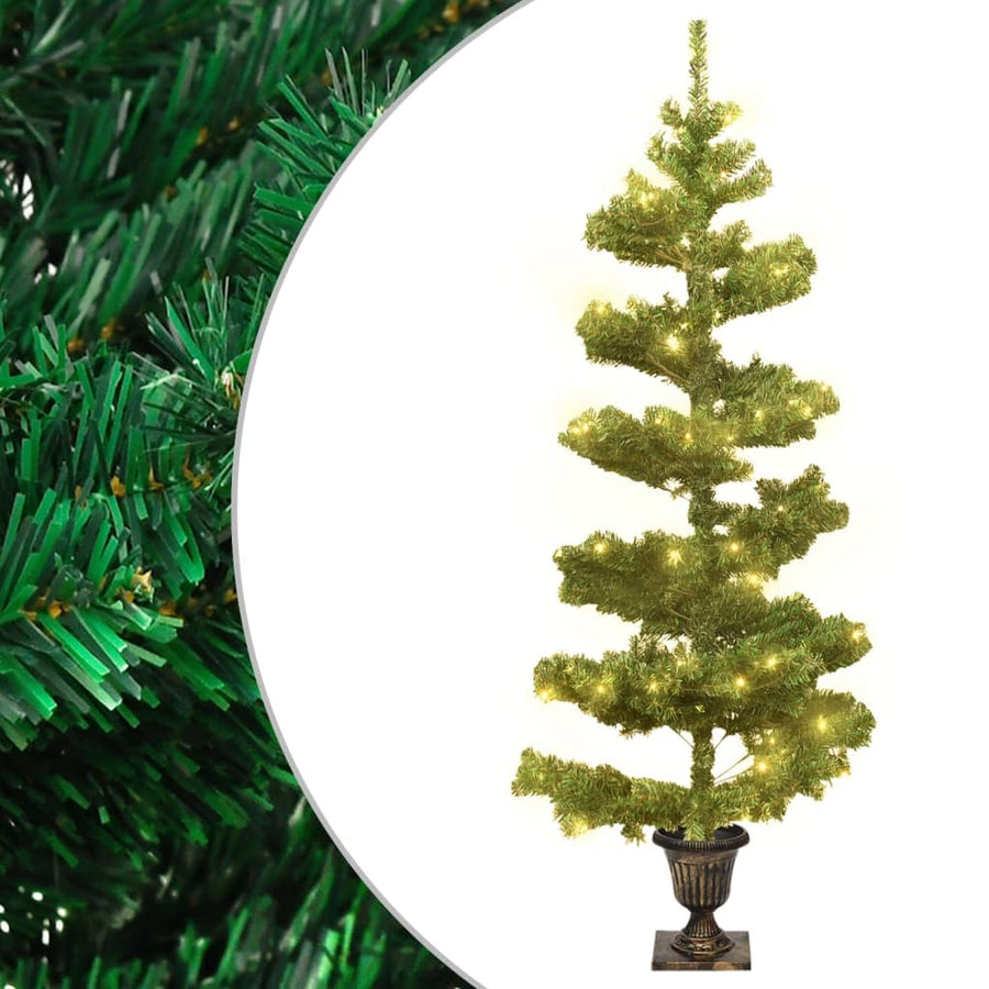 Kunstkerstboom Met Verlichting En Pot 120 Cm Pvc Groen 120 x 65 cm