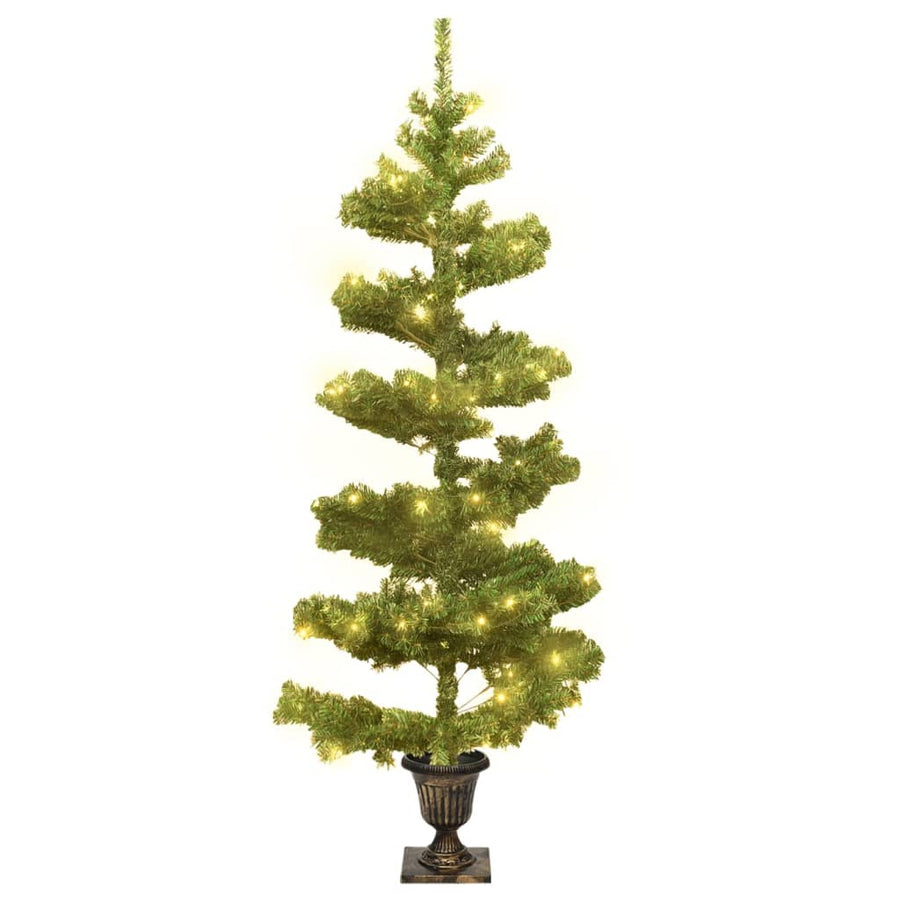 Kunstkerstboom Met Verlichting En Pot 120 Cm Pvc Groen 120 x 65 cm