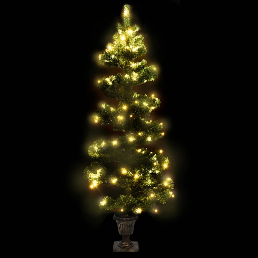 Kunstkerstboom Met Verlichting En Pot 120 Cm Pvc Groen 120 x 65 cm
