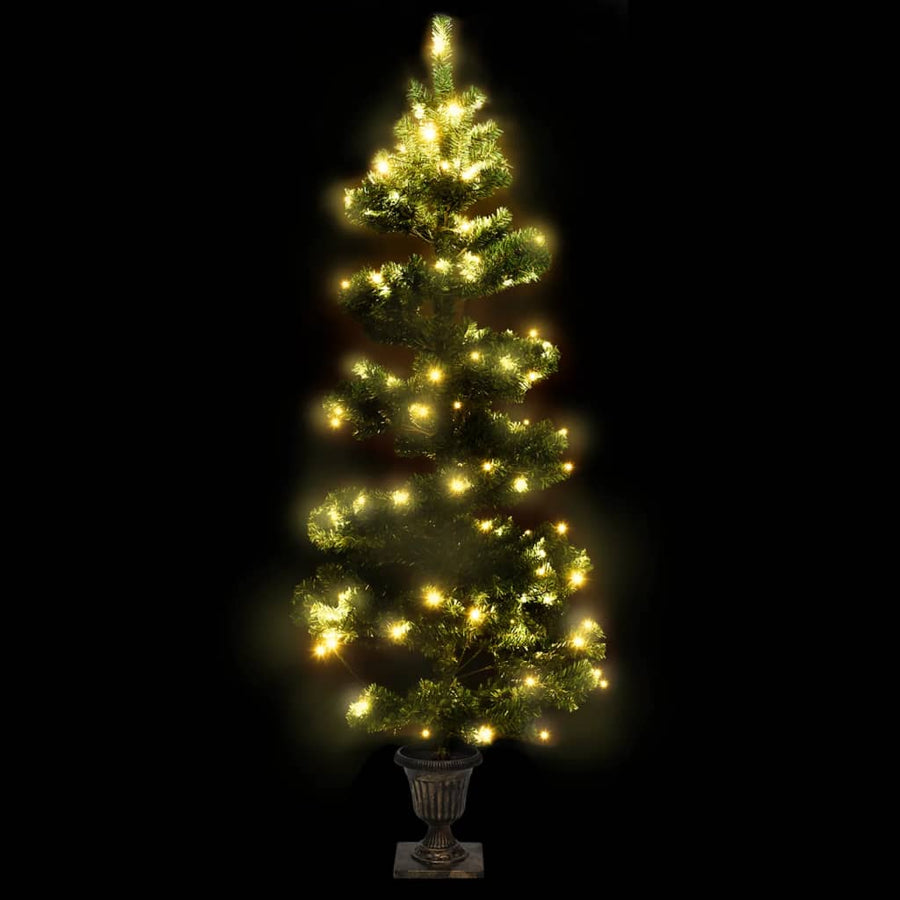 Kunstkerstboom Met Verlichting En Pot 120 Cm Pvc Groen 120 x 65 cm
