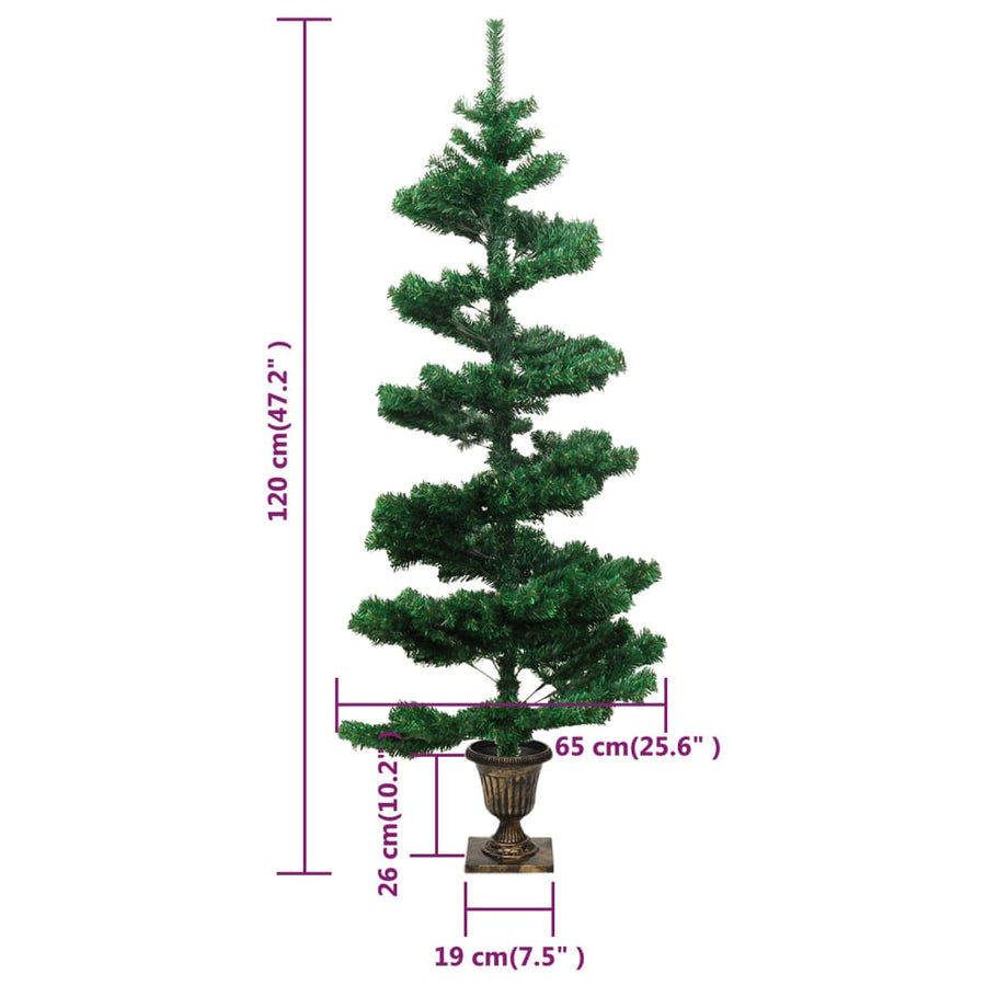 Kunstkerstboom Met Verlichting En Pot 120 Cm Pvc Groen 120 x 65 cm