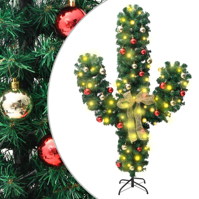 Kerstcactus met standaard en LED's 150 cm PVC groen