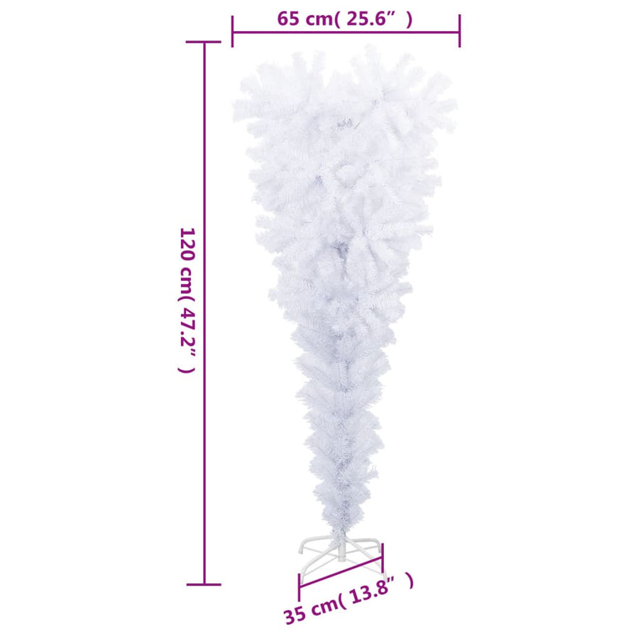 Kunstkerstboom met standaard omgekeerd 120 cm wit