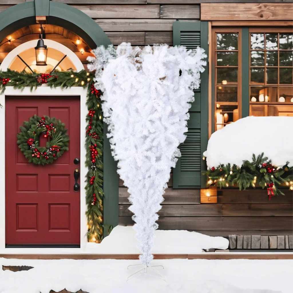 Kunstkerstboom met standaard omgekeerd 210 cm wit