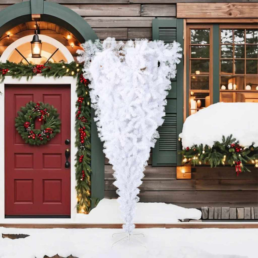 Kunstkerstboom met standaard omgekeerd 210 cm wit