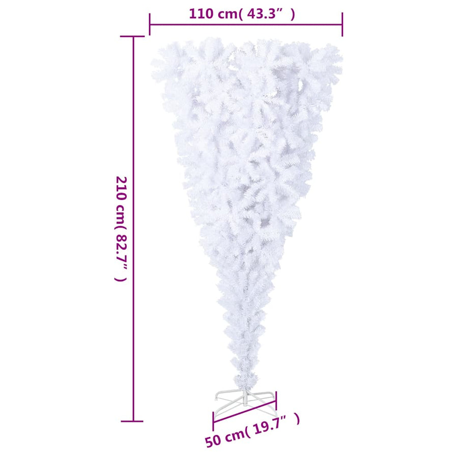 Kunstkerstboom met standaard omgekeerd 210 cm wit