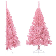 Kunstkerstboom half 120 cm roze PVC