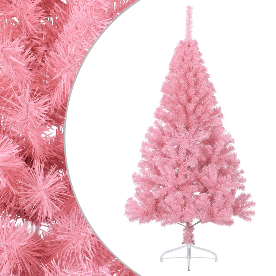 Kunstkerstboom Met Standaard Half 120 Cm Pvc 120 x 68 cm Roze