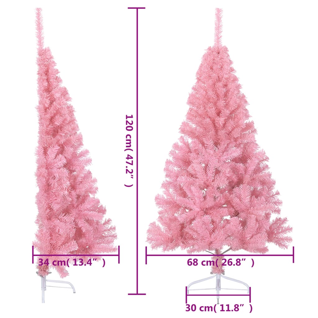 Kunstkerstboom Met Standaard Half 120 Cm Pvc 120 x 68 cm Roze