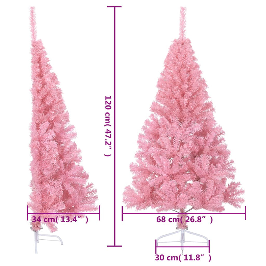 Kunstkerstboom Met Standaard Half 120 Cm Pvc 120 x 68 cm Roze