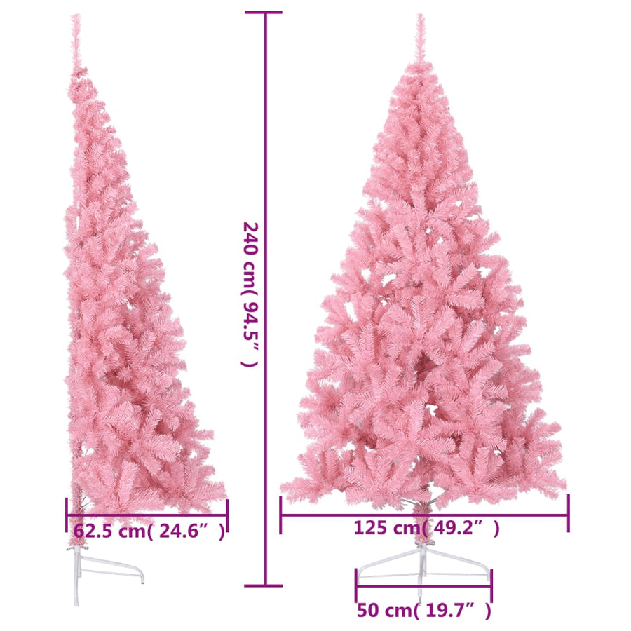 Kunstkerstboom Met Standaard Half 240 Cm Pvc Roze 240 x 125 cm
