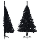 Kunstkerstboom met standaard half 120 cm PVC zwart