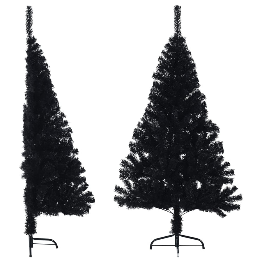 Kunstkerstboom Met Standaard Half 120 Cm Pvc 120 x 68 cm Zwart