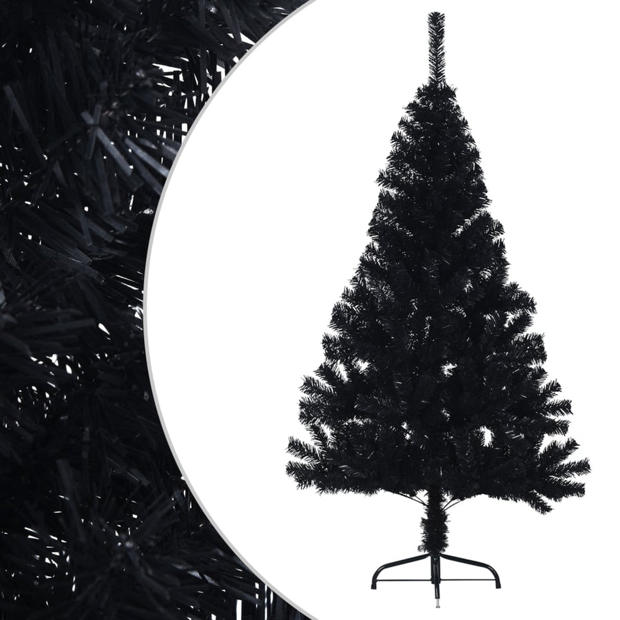 Kunstkerstboom Met Standaard Half 120 Cm Pvc 120 x 68 cm Zwart