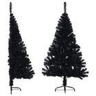 Kunstkerstboom met standaard half 150 cm PVC zwart