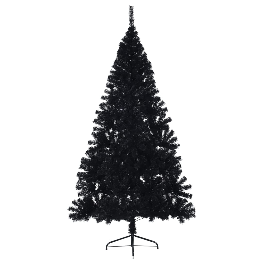 Kunstkerstboom met standaard half 180 cm PVC zwart