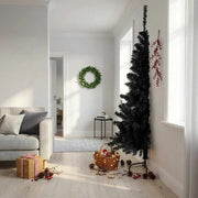 Halve kunstkerstboom 210 cm PVC zwart
