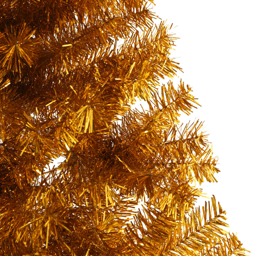 Kunstkerstboom half met standaard 210 cm PET goudkleurig