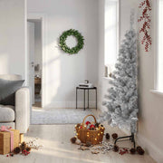 Halve kunstkerstboom 150 cm zilver PET