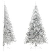 Kunstkerstboom half 210 cm zilver PET