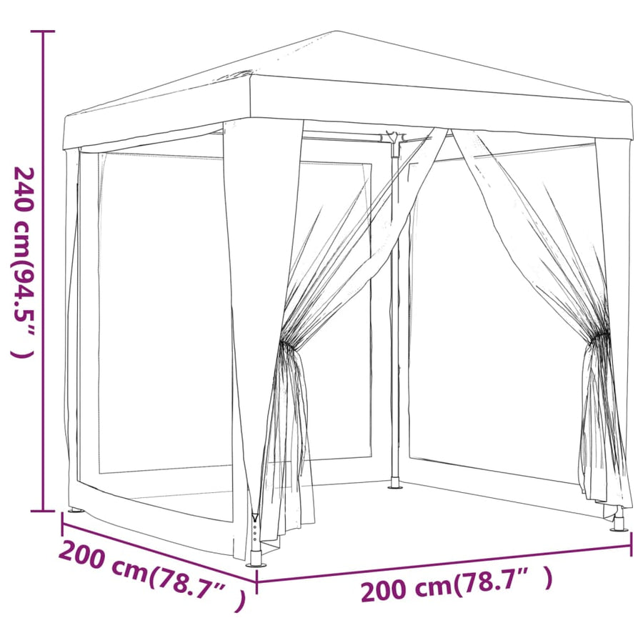 Partytent Met 4 Mesh Zijwanden 2X2 M Hdpe Blauw 2 x 2 m