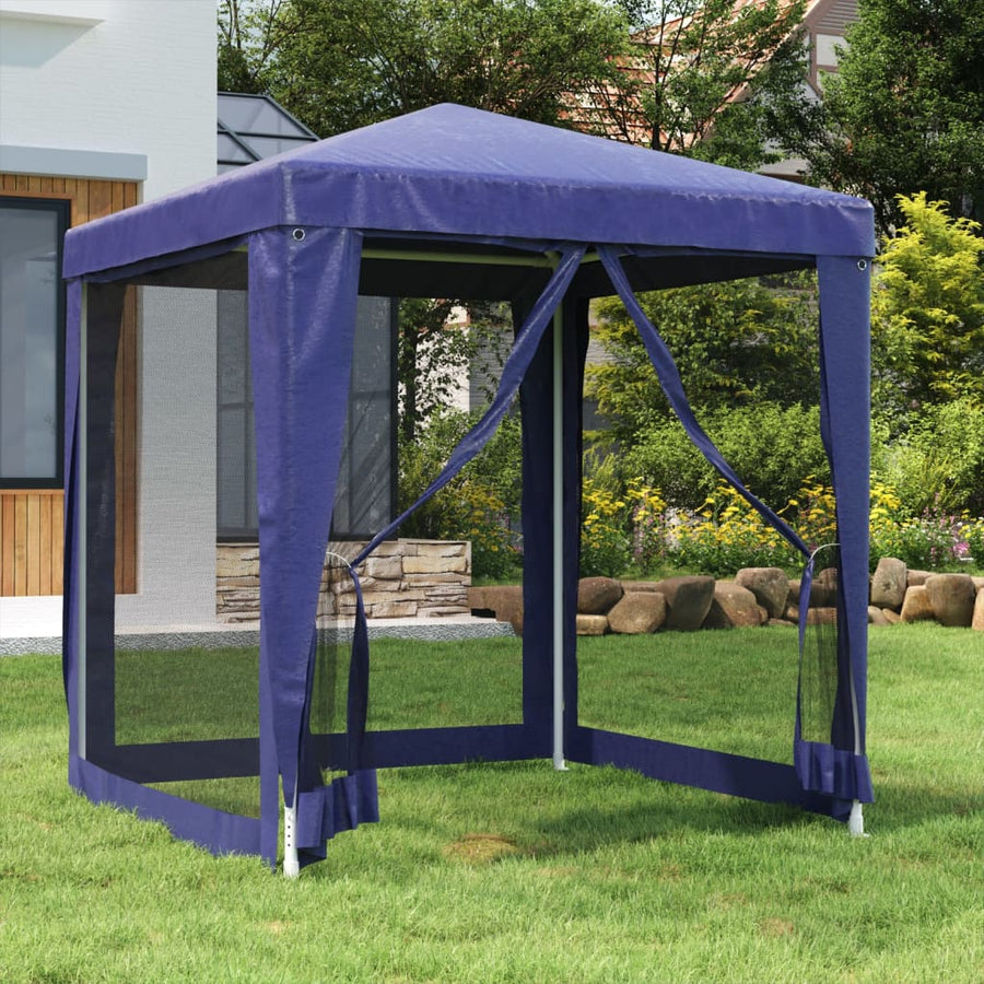 Partytent Met 4 Mesh Zijwanden 2X2 M Hdpe Blauw 2 x 2 m