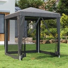 Partytent 2x2 m HDPE antraciet met 4 mesh zijwanden