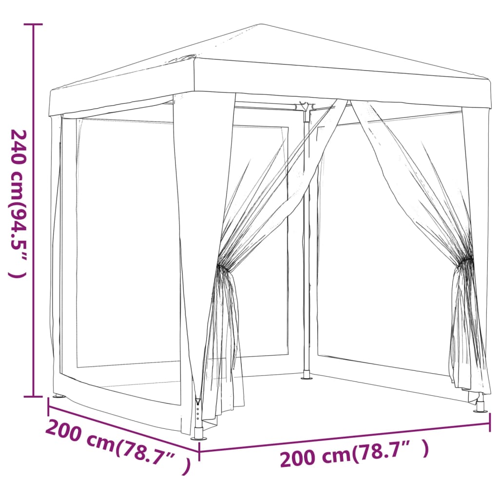 Partytent Met 4 Mesh Zijwanden 2X2 M Hdpe Rood 2 x 2 m