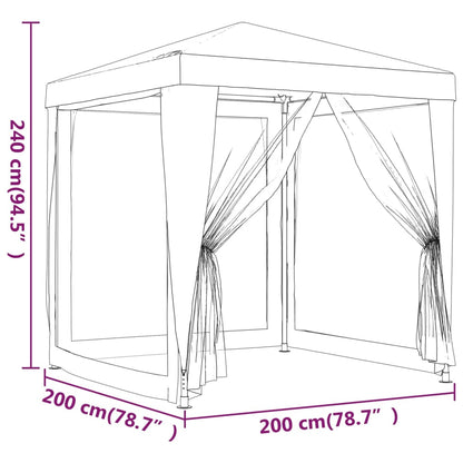 Partytent Met 4 Mesh Zijwanden 2X2 M Hdpe Rood 2 x 2 m