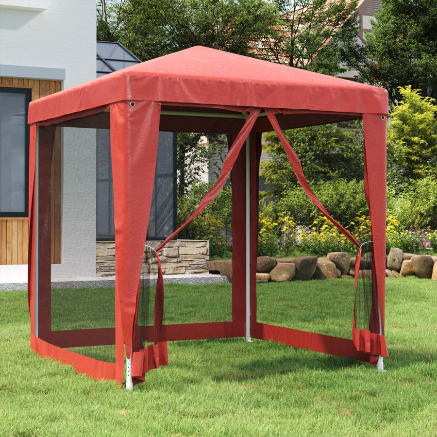 Partytent Met 4 Mesh Zijwanden 2X2 M Hdpe Rood 2 x 2 m