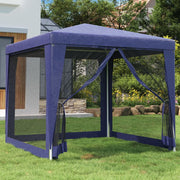 Partytent 2,5x2,5 m HDPE blauw met mesh wanden