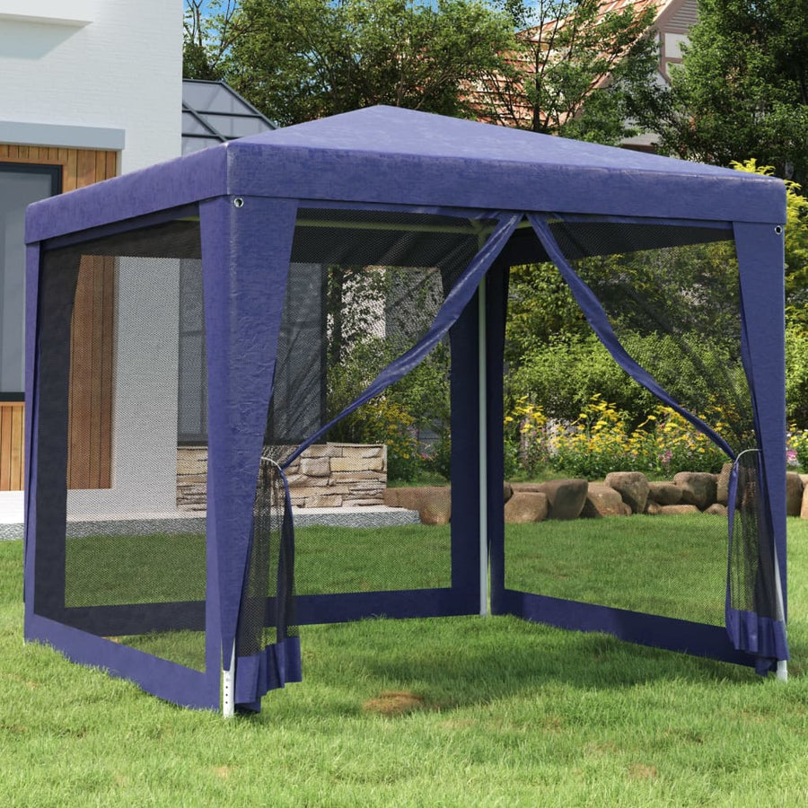 Partytent Met 4 Mesh Zijwanden 2,5X2,5 M Hdpe Blauw 2.5 x 2.5 m