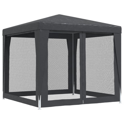 Partytent Met 4 Mesh Zijwanden 2,5X2,5 M Hdpe Antracietkleurig 2.5 x 2.5 m