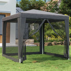 Partytent 2,5x2,5 m HDPE antraciet met 4 mesh zijwanden