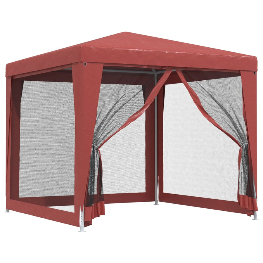 Partytent Met 4 Mesh Zijwanden 2,5X2,5 M Hdpe Rood 2.5 x 2.5 m