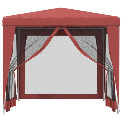 Partytent Met 4 Mesh Zijwanden 2,5X2,5 M Hdpe Rood 2.5 x 2.5 m