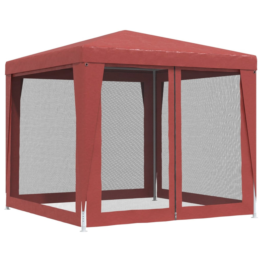 Partytent Met 4 Mesh Zijwanden 2,5X2,5 M Hdpe Rood 2.5 x 2.5 m