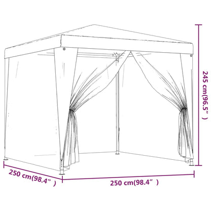 Partytent Met 4 Mesh Zijwanden 2,5X2,5 M Hdpe Rood 2.5 x 2.5 m