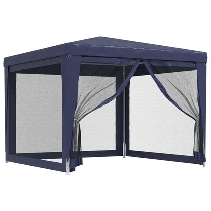 Partytent Met 4 Mesh Zijwanden 3X3 M Hdpe Blauw 3 x 3 m